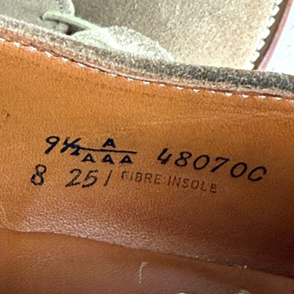 Vintage Walk Over Buks Mens Shoes Size 9.5 A Narrow Tan Suede Leather Oxford main image 8